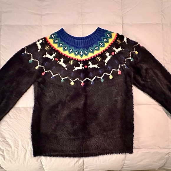 Hanna Andersson Black Sweater with Colorful Holiday Festive Design - Picture 2 of 4